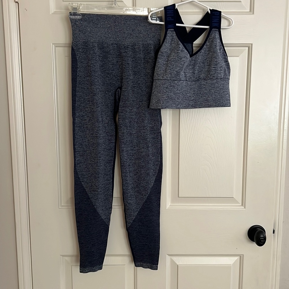 Victoria’s Secret Pink blue workout set